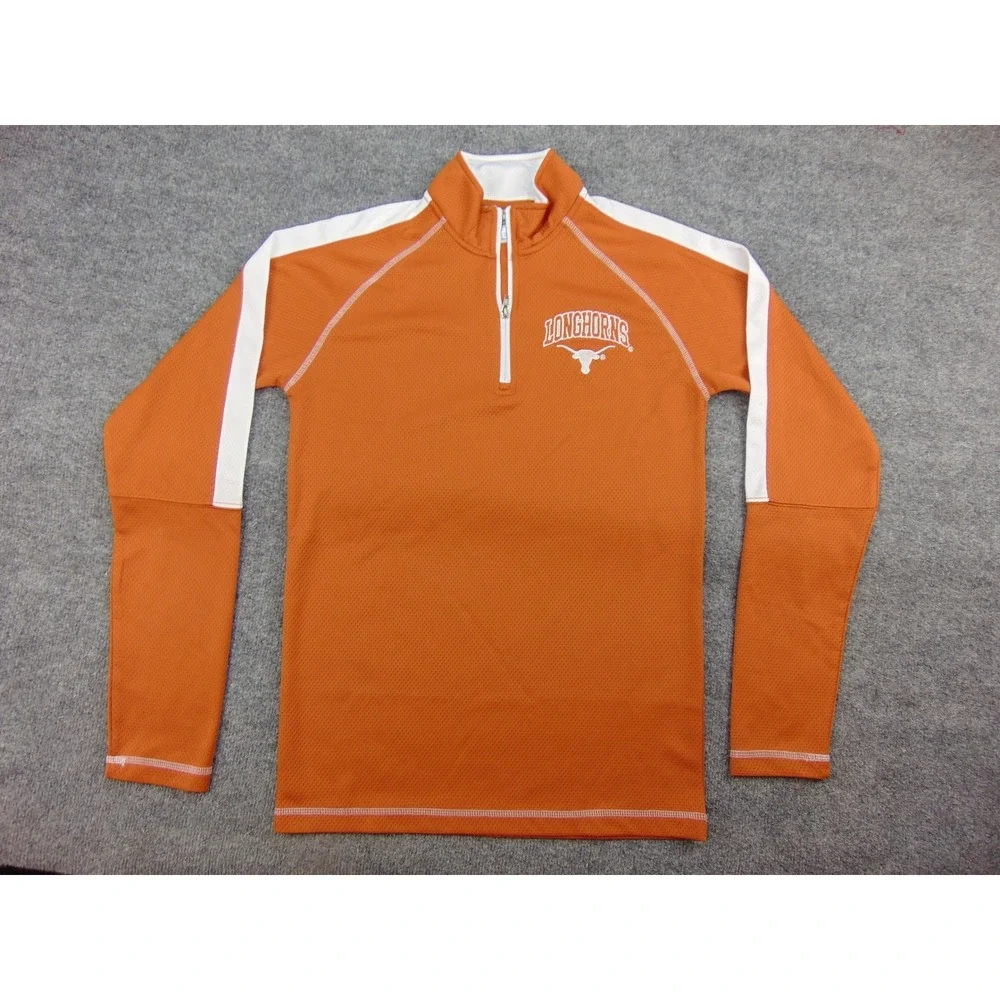 Texas Longhorns Pullover Mens Small 1/4‎ Zip Orange Solid NCAA Gameday Sporty